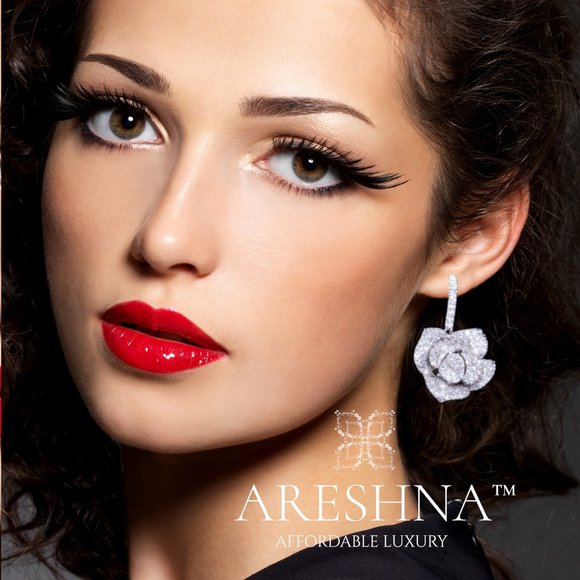 Luxury Rose Diamond Dangle Earrings - Picture 3 of 9